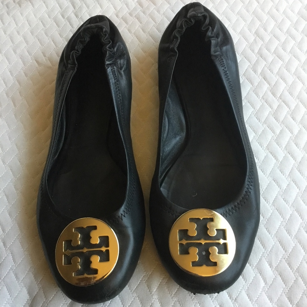 GUC Tory Burch Black Leather Ballet Flats SIZE 7.5